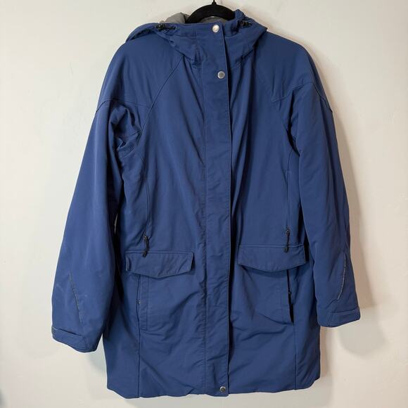 Duluth Trading Co Women's Black Hill Hooded Parka Coat Blue Medium